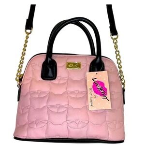 Betsey Johnson LBDarcie Blush Pink Kitty Cat Quilted Satchel Crossbody Bag NWT